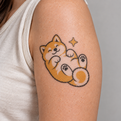 Belly Up Shiba Inu Temporary Tattoo