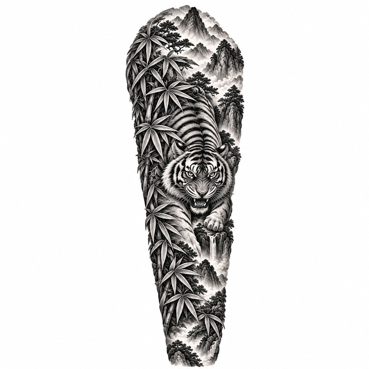 Tiger and Bamboo Temporary Tattoo