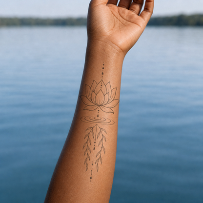 Botanical Lotus Ripples Willow Temporary Tattoo
