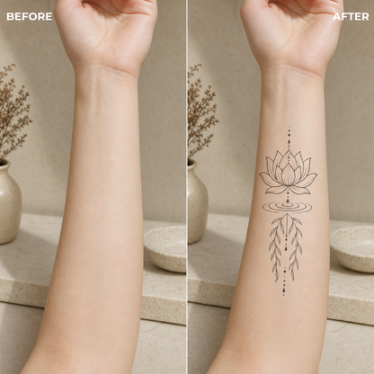 Botanical Lotus Ripples Willow Temporary Tattoo