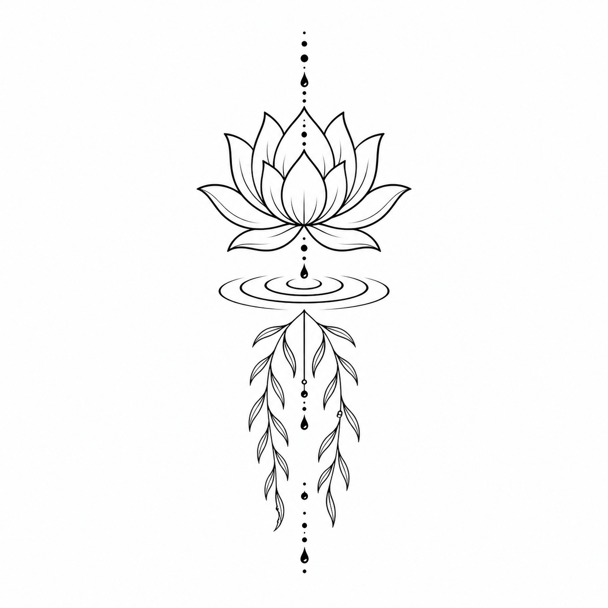 Botanical Lotus Ripples Willow Temporary Tattoo