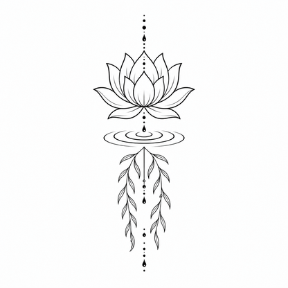 Botanical Lotus Ripples Willow Temporary Tattoo