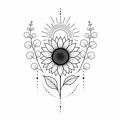 Sunflower Sunrays & Eucalyptus Temporary Tattoo