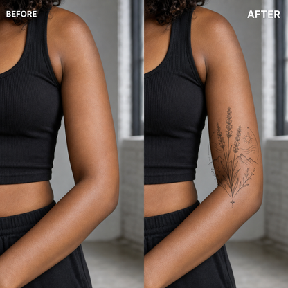 Lavender Alpine Arc Temporary Tattoo – Botanical Arc Design