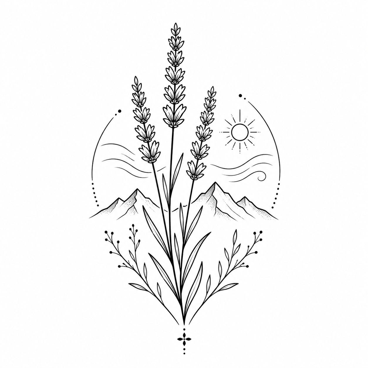 Lavender Alpine Arc Temporary Tattoo – Botanical Arc Design