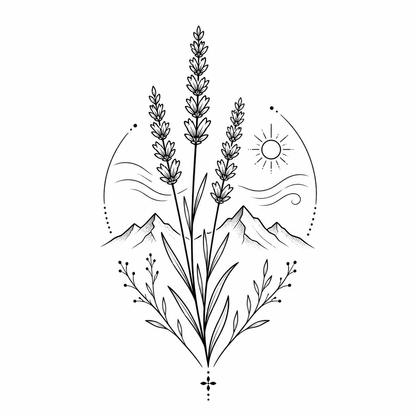 Lavender Alpine Arc Temporary Tattoo – Botanical Arc Design