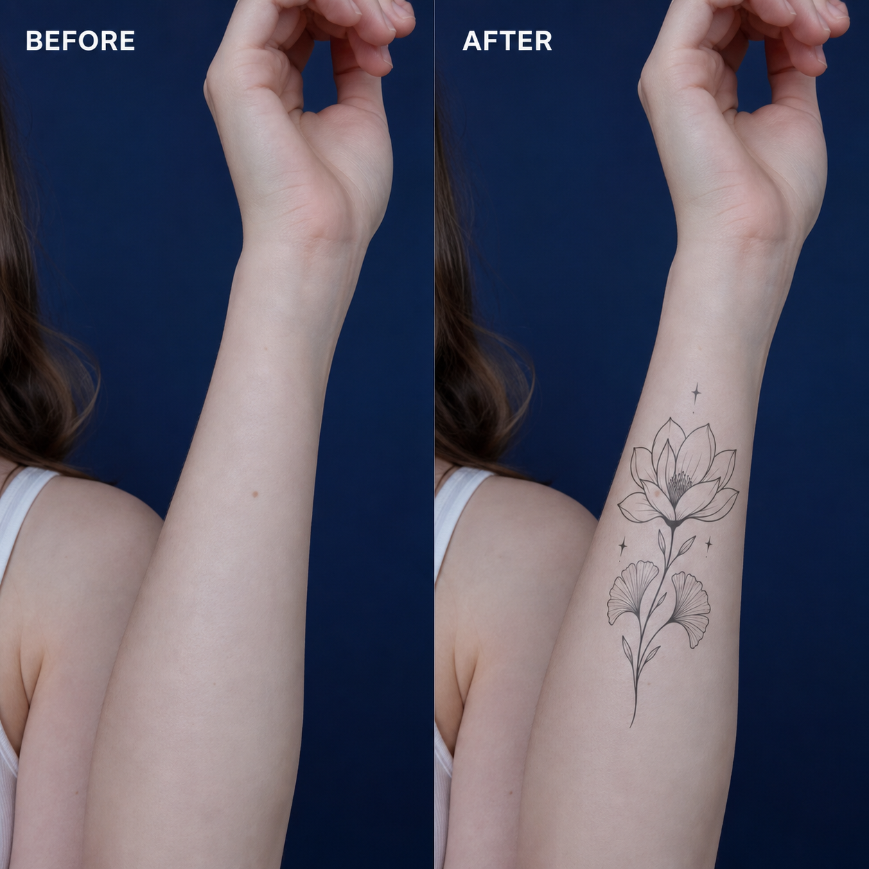 Botanical Collection 08 Temporary Tattoo - Magnolia, Ginkgo & Stars