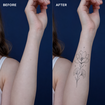 Botanical Collection 08 Temporary Tattoo - Magnolia, Ginkgo & Stars