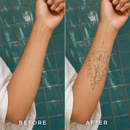 Botanical Lily & Ivy Sun Halo Temporary Tattoo