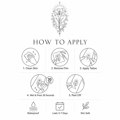 Botanical Lily & Ivy Sun Halo Temporary Tattoo