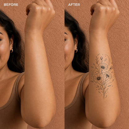 Daisy Meadow Breeze Temporary Tattoo | Botanical Collection