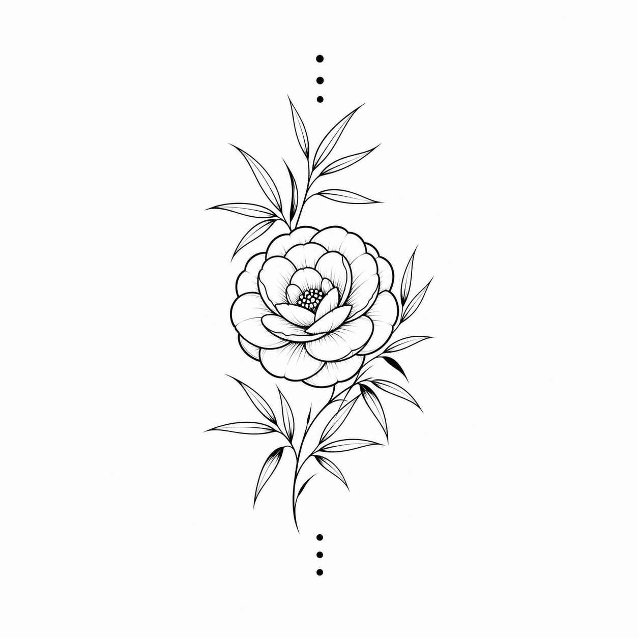 Camellia & Bamboo Leaves Temporary Tattoo – Botanical Design