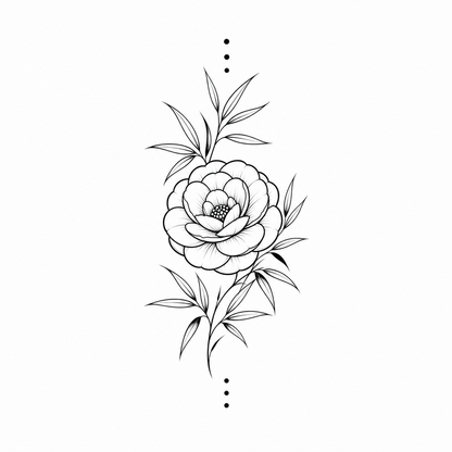 Camellia & Bamboo Leaves Temporary Tattoo – Botanical Design