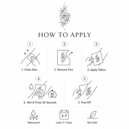 Camellia & Bamboo Leaves Temporary Tattoo – Botanical Design