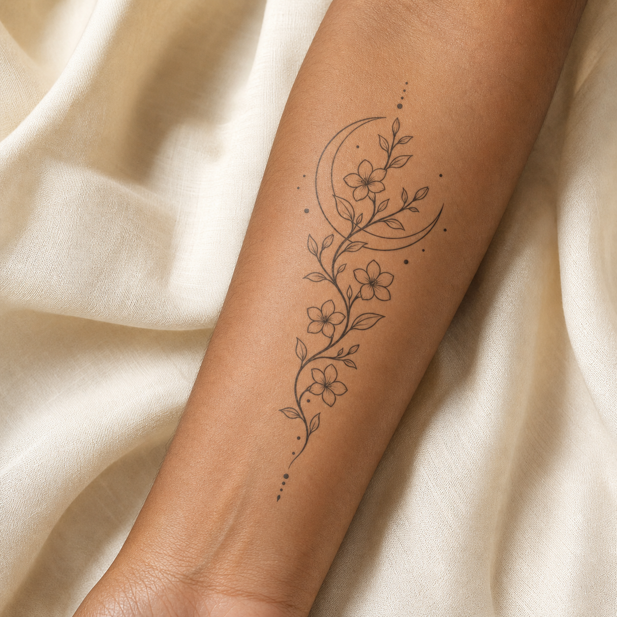 Jasmine Vine Moon Temporary Tattoo | Botanical Collection