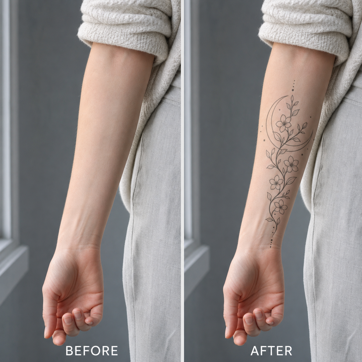 Jasmine Vine Moon Temporary Tattoo | Botanical Collection