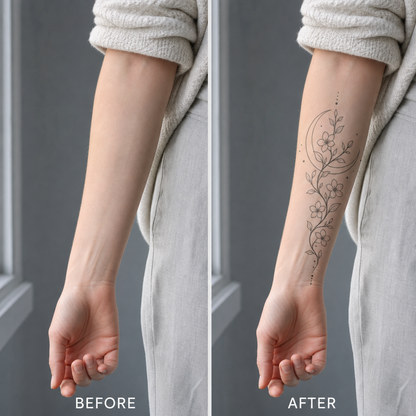 Jasmine Vine Moon Temporary Tattoo | Botanical Collection