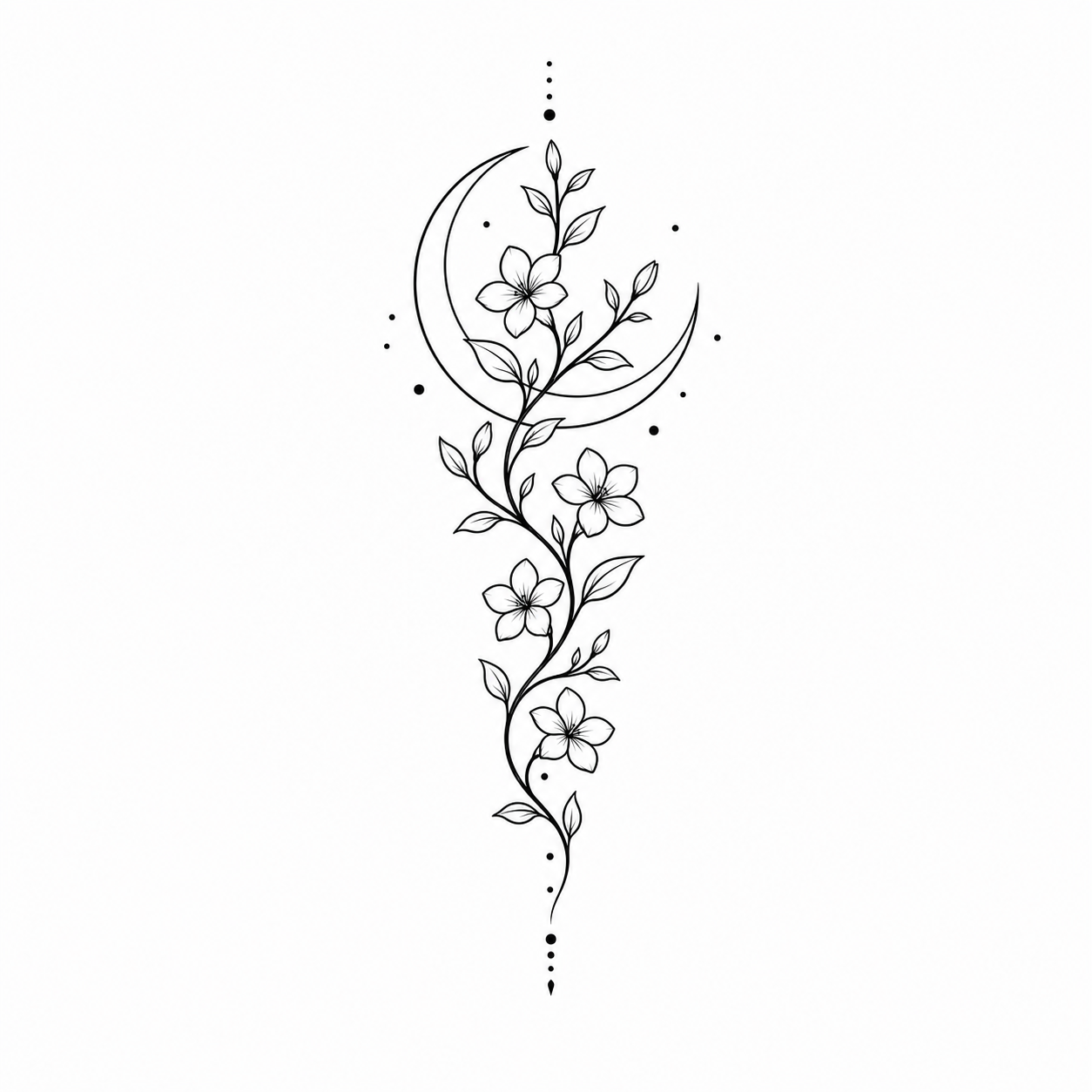 Jasmine Vine Moon Temporary Tattoo | Botanical Collection