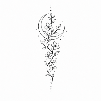 Jasmine Vine Moon Temporary Tattoo | Botanical Collection