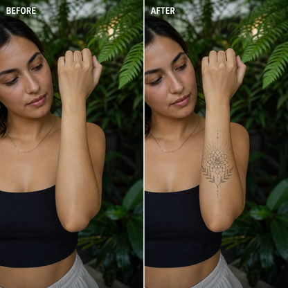 Botanical Dahlia Fern Starburst Temporary Tattoo