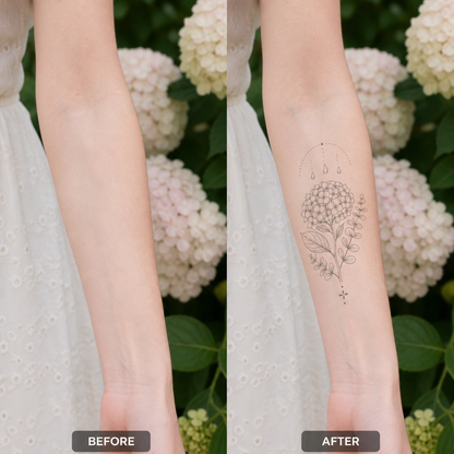 Hydrangea Eucalyptus Rain Temporary Tattoo – Botanical Collection