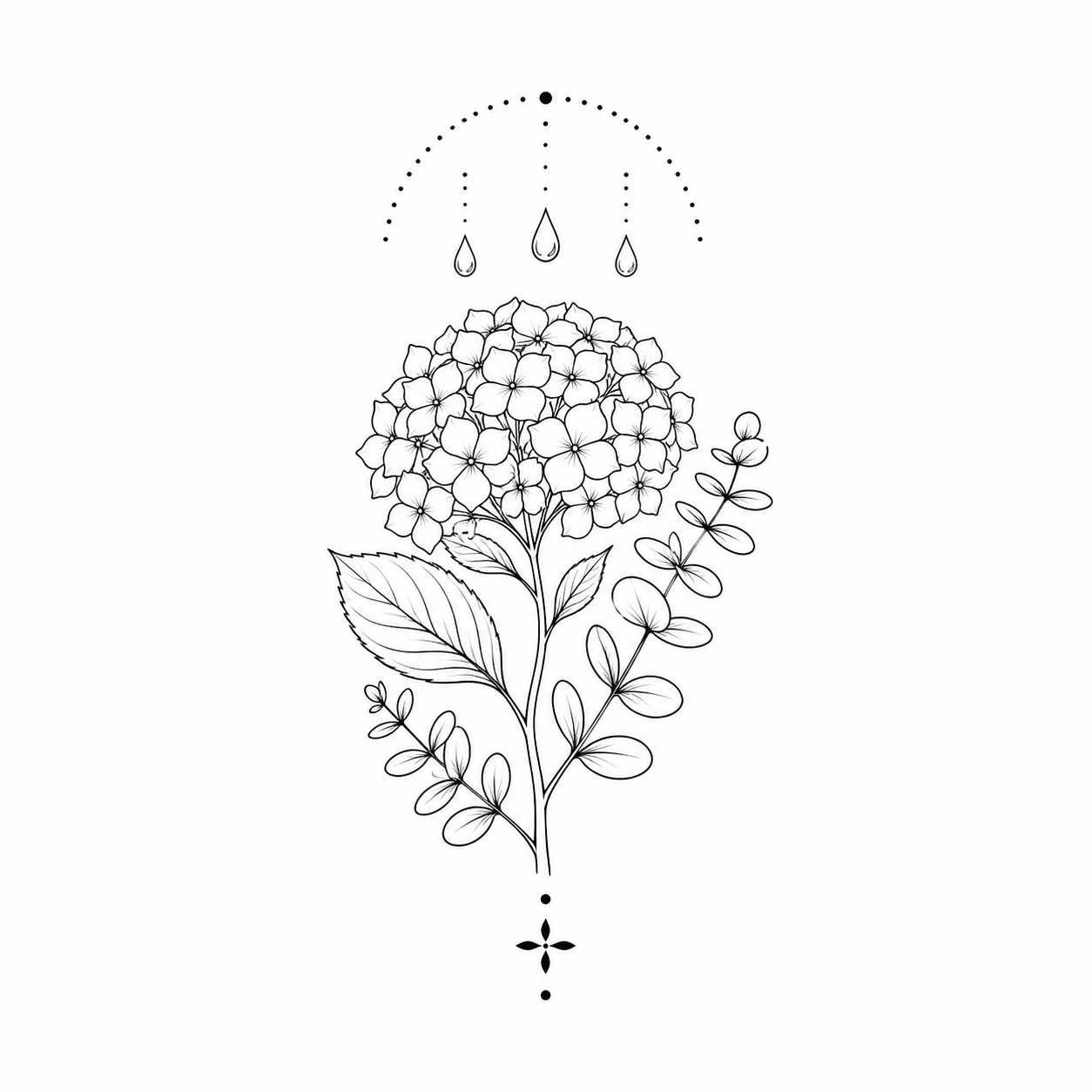Hydrangea Eucalyptus Rain Temporary Tattoo – Botanical Collection