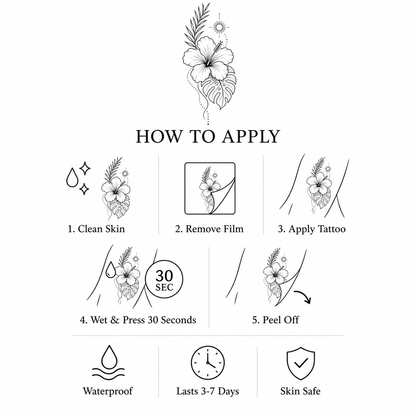 Hibiscus Tropical Leaves Temporary Tattoo