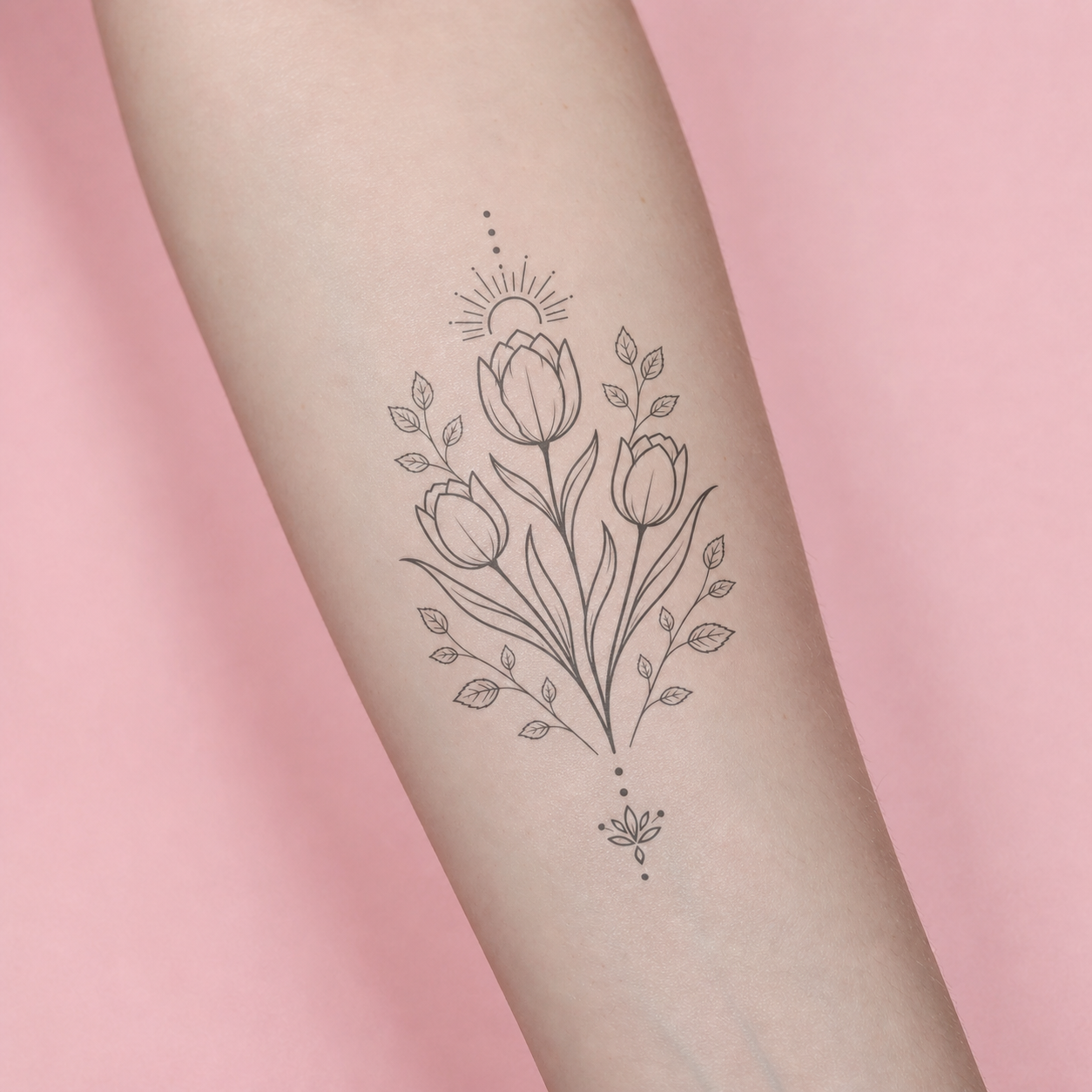 Botanical Collection 19: Tulip, Birch & Sun Temporary Tattoo