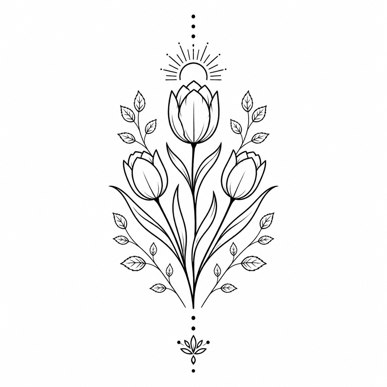 Botanical Collection 19: Tulip, Birch & Sun Temporary Tattoo