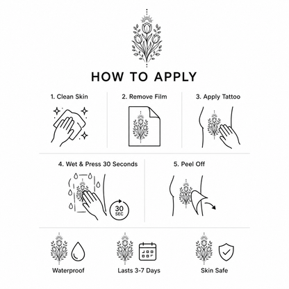 Botanical Collection 19: Tulip, Birch & Sun Temporary Tattoo
