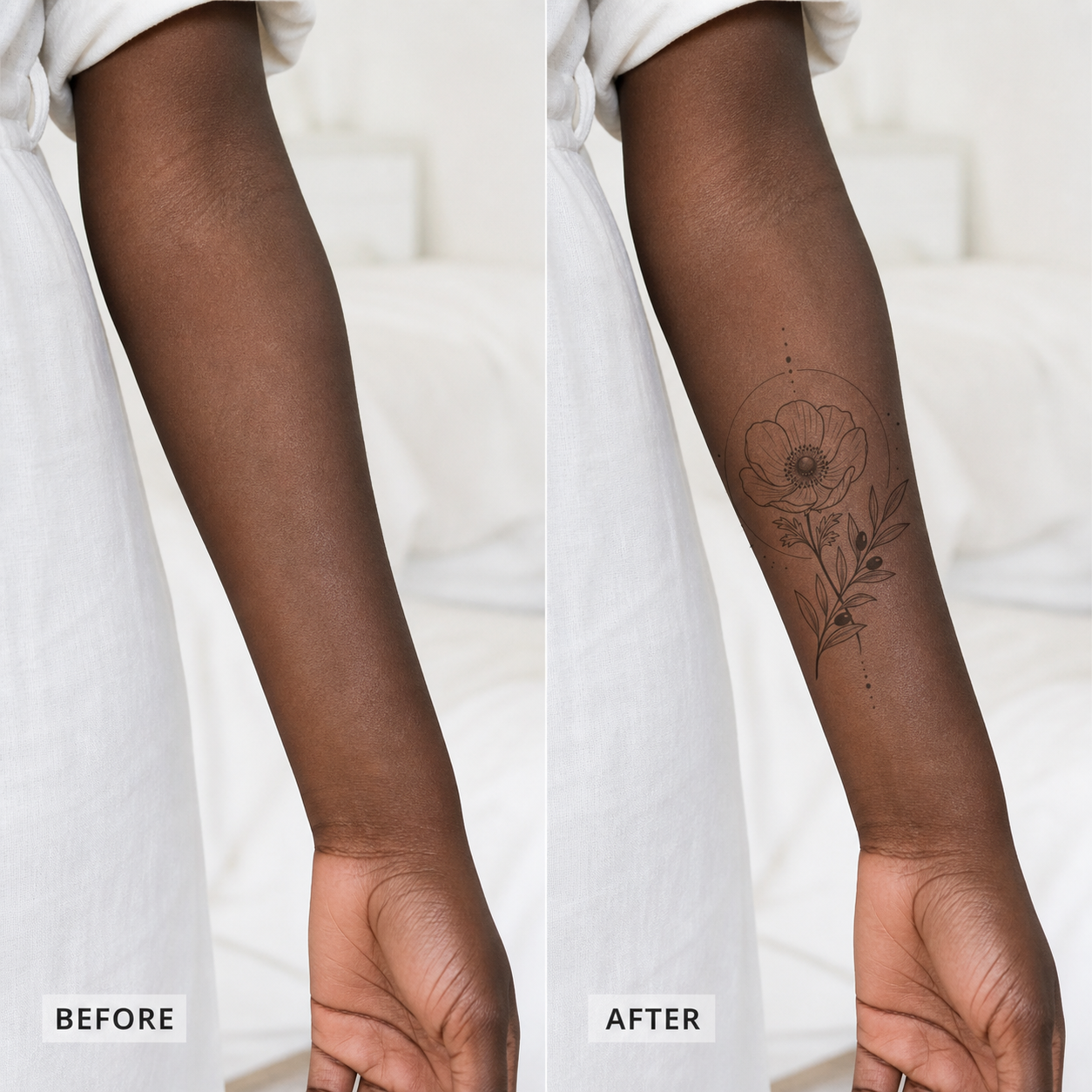 Anemone & Olive Branch Temporary Tattoo