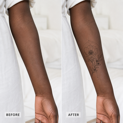 Anemone & Olive Branch Temporary Tattoo