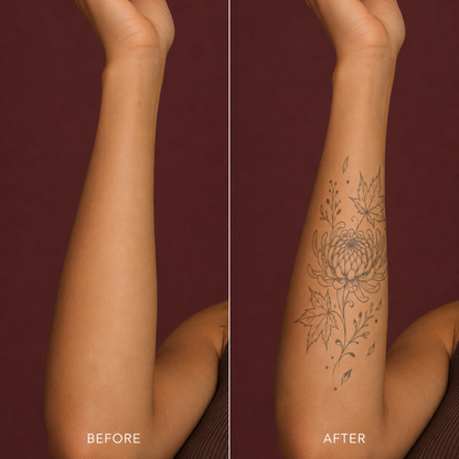 Chrysanthemum & Maple Leaves Botanical Temporary Tattoo