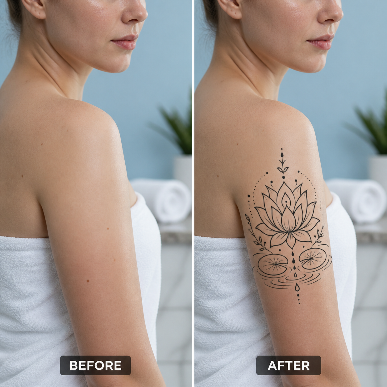 Lotus Mandala Lily Pads Temporary Tattoo