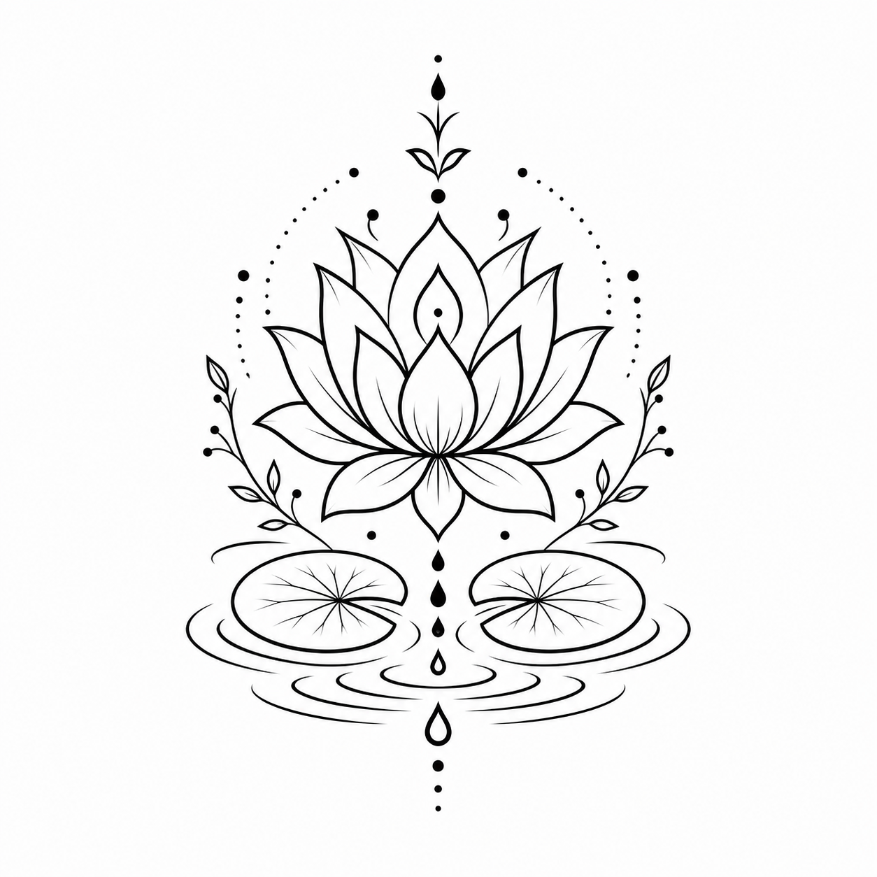 Lotus Mandala Lily Pads Temporary Tattoo