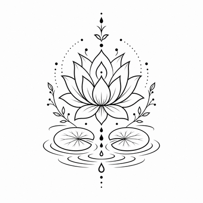Lotus Mandala Lily Pads Temporary Tattoo