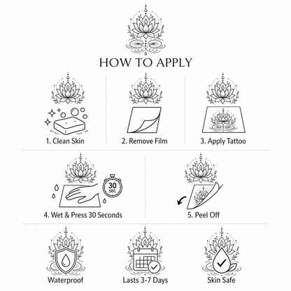 Lotus Mandala Lily Pads Temporary Tattoo