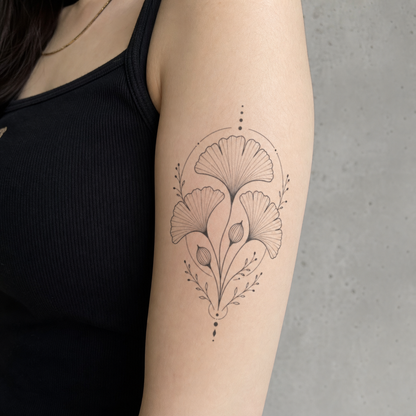Ginkgo Seed Pod Fan Botanical Temporary Tattoo