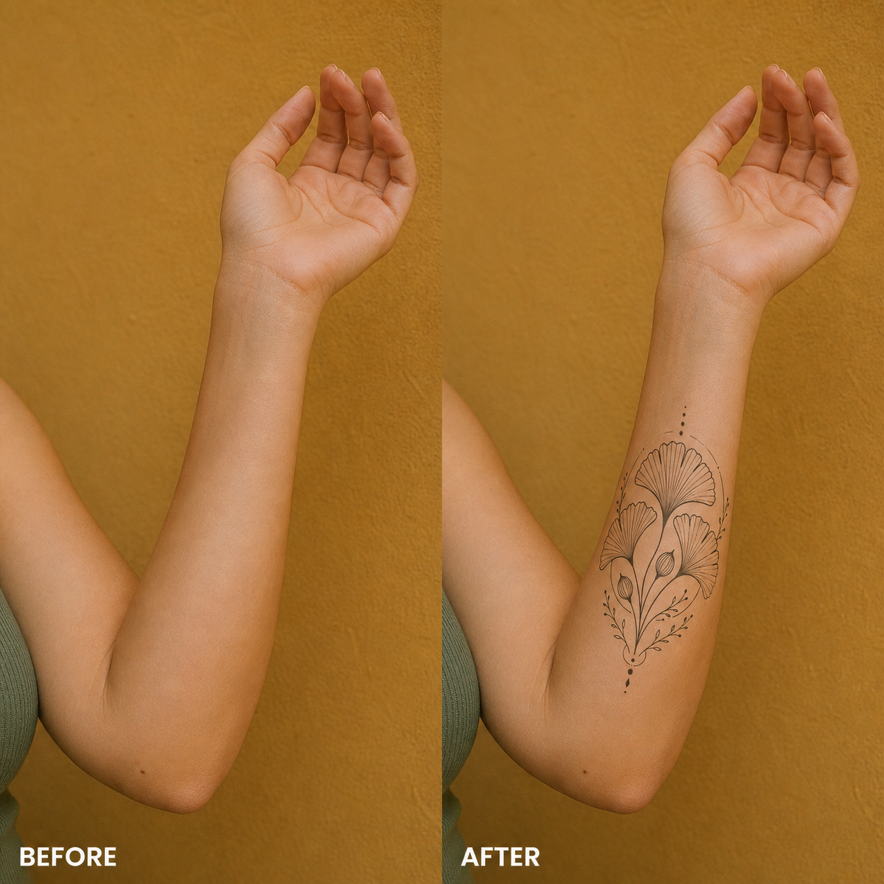 Ginkgo Seed Pod Fan Botanical Temporary Tattoo