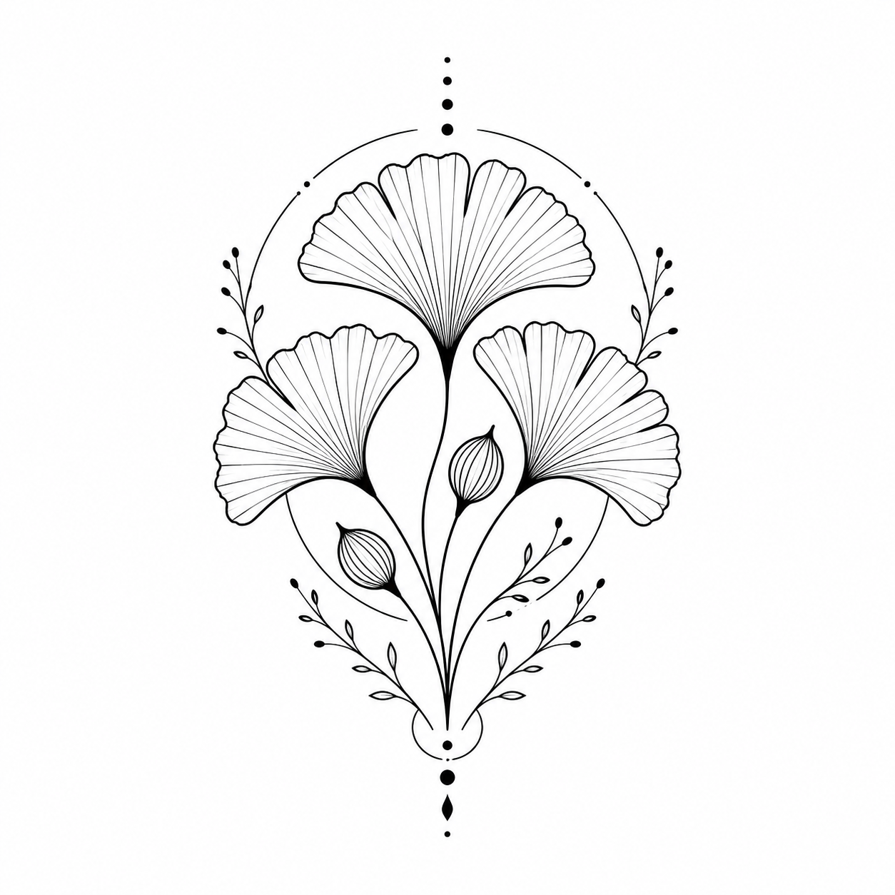 Ginkgo Seed Pod Fan Botanical Temporary Tattoo