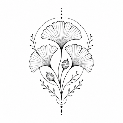 Ginkgo Seed Pod Fan Botanical Temporary Tattoo