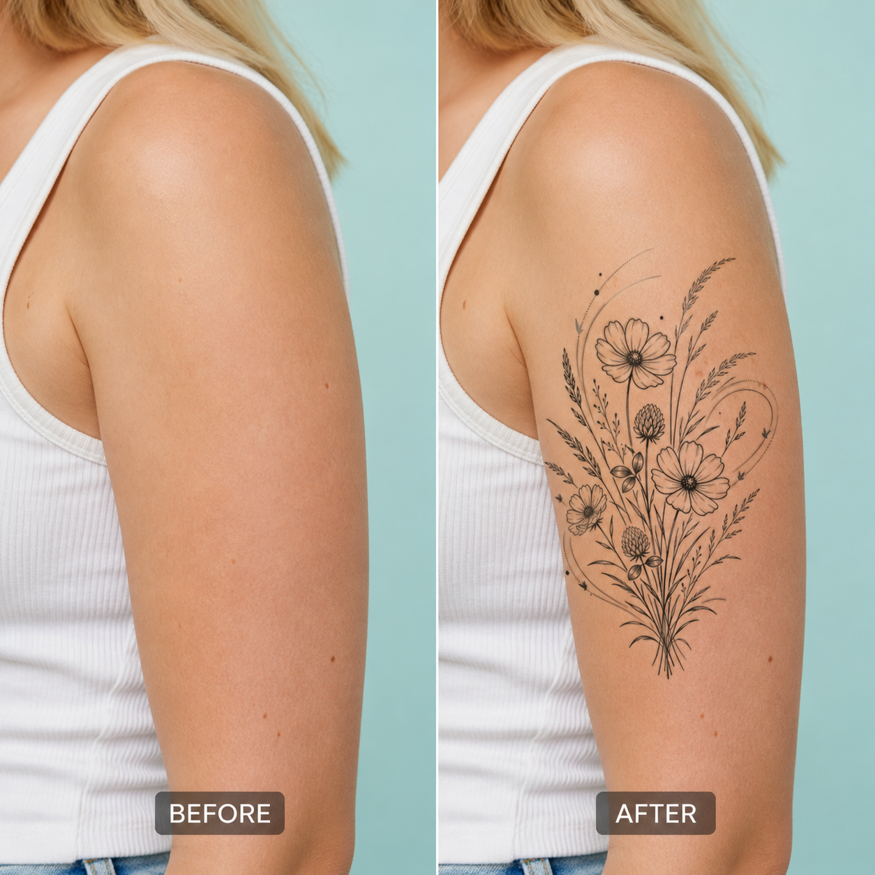 Meadow Bouquet Wind Temporary Tattoo