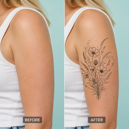 Meadow Bouquet Wind Temporary Tattoo