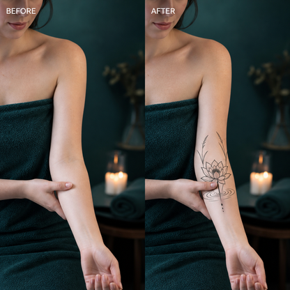 Water Lily Reeds Ripples Temporary Tattoo
