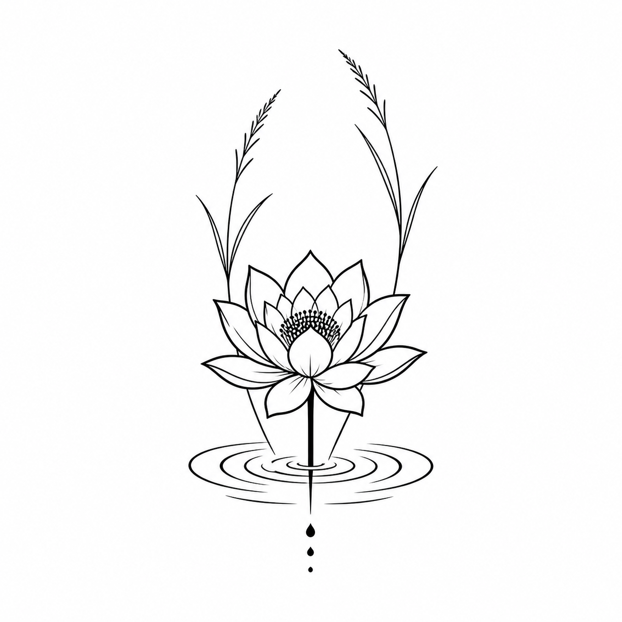 Water Lily Reeds Ripples Temporary Tattoo