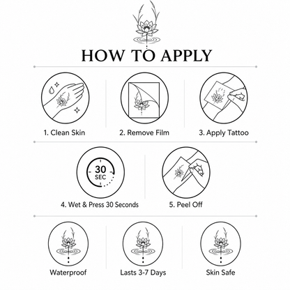 Water Lily Reeds Ripples Temporary Tattoo