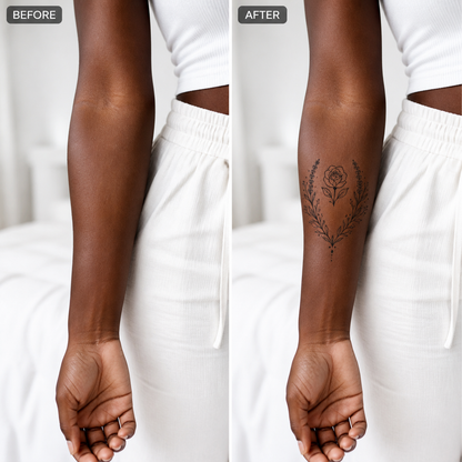 Botanical Heart Rose & Lavender Temporary Tattoo