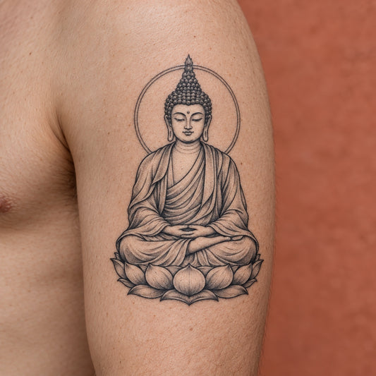 Amitabha Buddha Graphic Temporary Tattoo