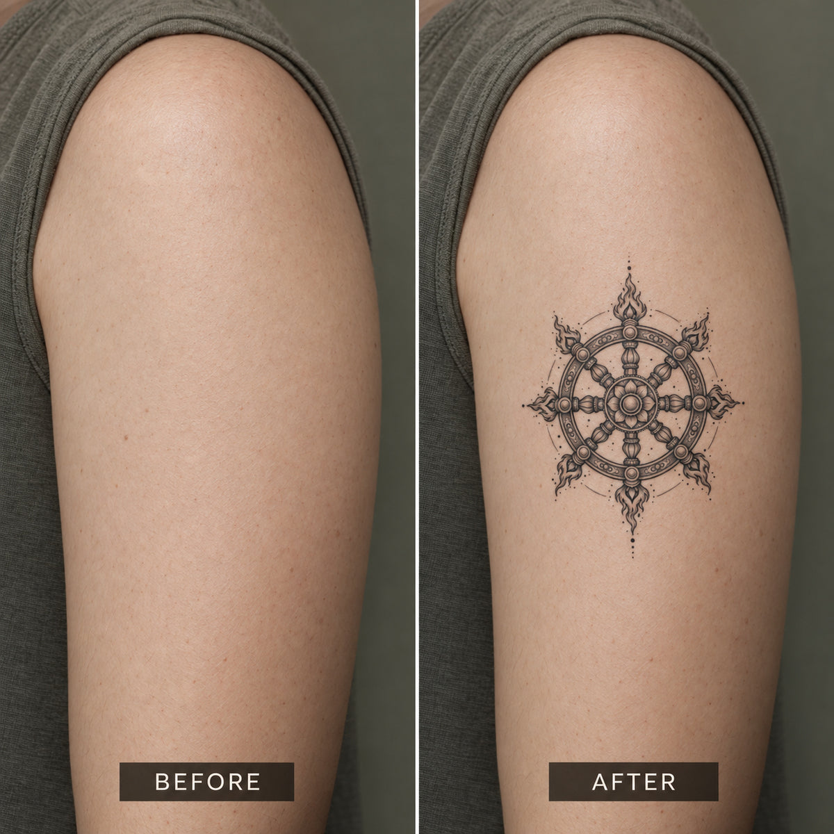 Buddhist Dharma Wheel Symbol Temporary Tattoo
