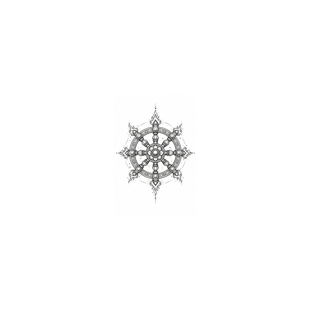 Buddhist Dharma Wheel Symbol Temporary Tattoo